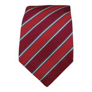ISAIA 7FOLD Red Striped Silk Tie HANDMADE ITALY 59"/ 3.5" EC